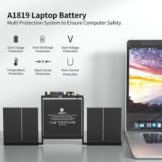 EGOWAY - A1706 A1819 - Laptop Vervangende Batterij - MacBook Pro 13 inch Touch Bar