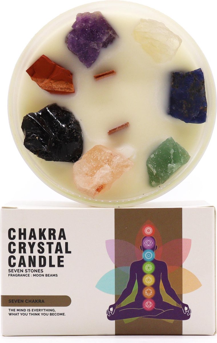 Ancient Wisdom Grote Chakra Kristal Kaarsen - Zeven Chakra's - AWGifts - Spiritueel - Kaars - Cadeau Wit