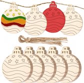 40 stuks doe-het-zelf kerstdecoratie, houten kersthangers, cadeauhangers, kersthout, sneeuwvlokken, hout om te beschilderen, knutselen, kersthout, dennenversiering, boomversiering hout