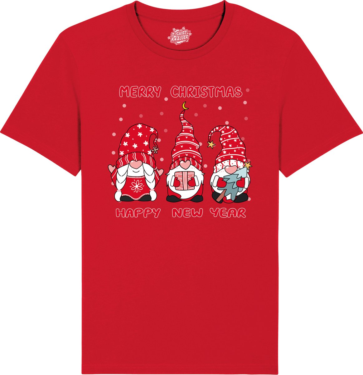 Christmas Gnomies - Foute kersttrui kerstcadeau - Dames / Heren / Unisex Kleding - Grappige Kerst Outfit - T-Shirt - Unisex - Rood - Maat M