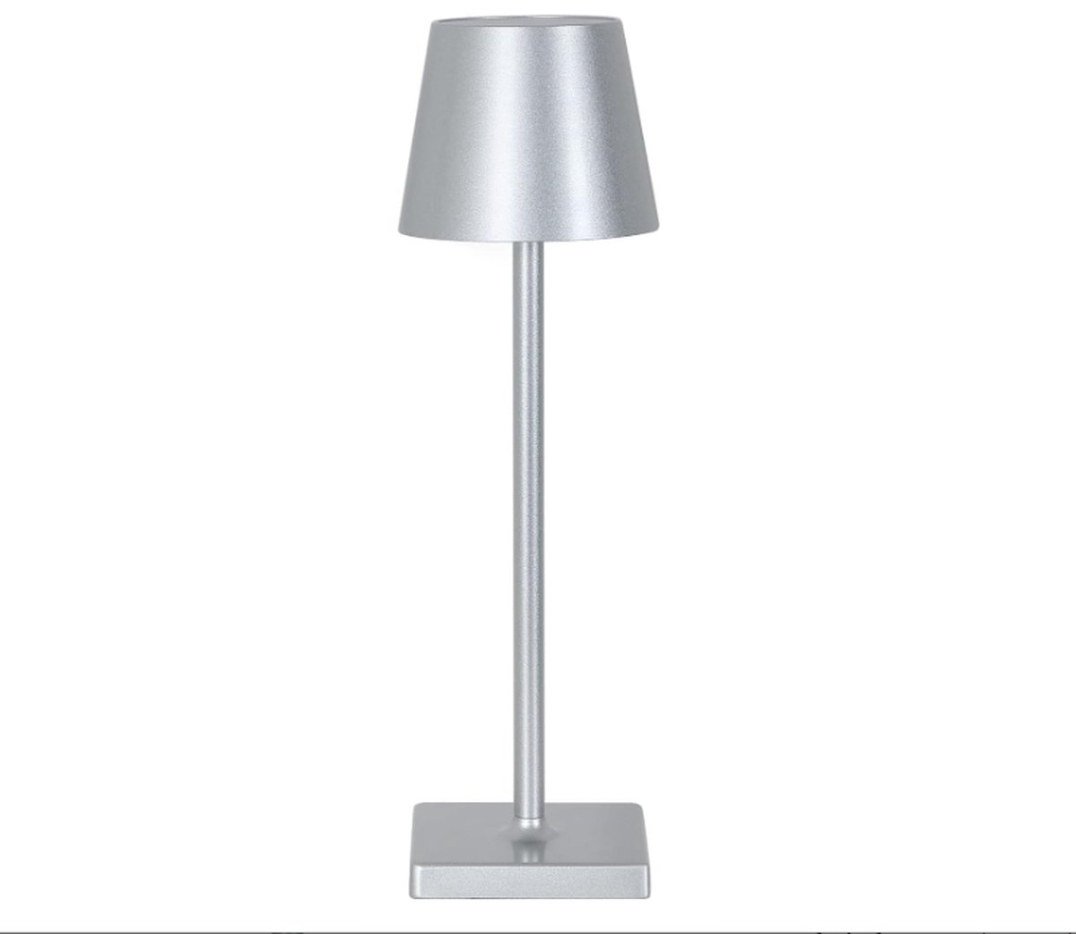 Goeco-Tafellamp-Draadloos-Dimbaar-Aanraakbediening-Warm wit-3000K-Aluminium-Modern nachtlampje-Bureaulamp-IP54-Oplaadbaar via USB-Draagbaar-Buiten-Zilver