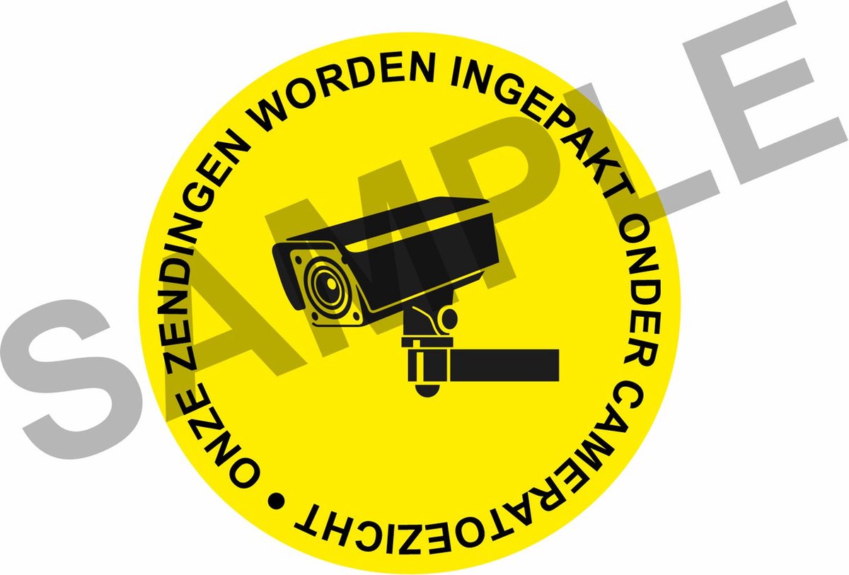 500 Stuks Verpakking Stickers Camerabewaking bij inpakken Verzenden 4x4 cm Geel
