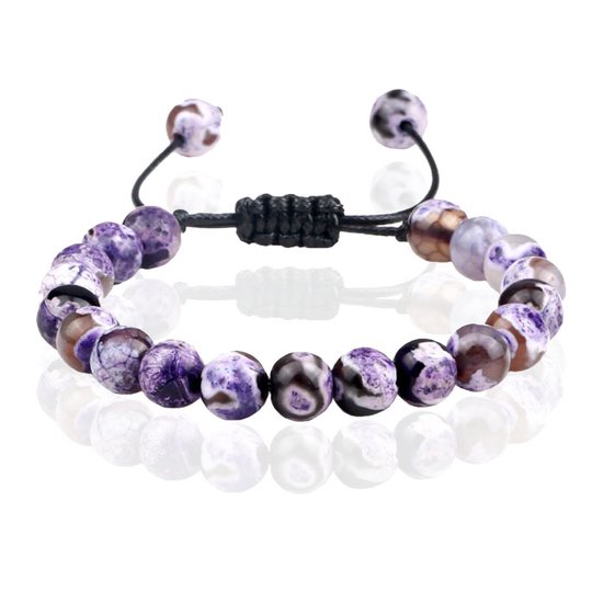 Memphis Dames Armband 8mm Kralen - Purple Fire