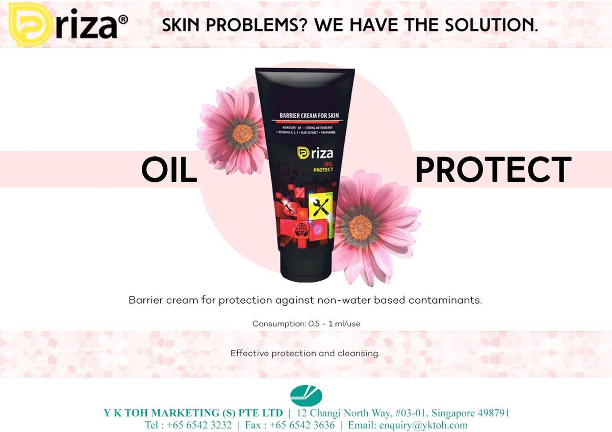 Riza oil protect - Barrière crème voor bescherming tegen verontreinigingen die niet op water zijn gebaseerd.