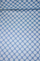 Geweven stof blauw met witte bollen 1 meter - modestoffen voor naaien - stoffen