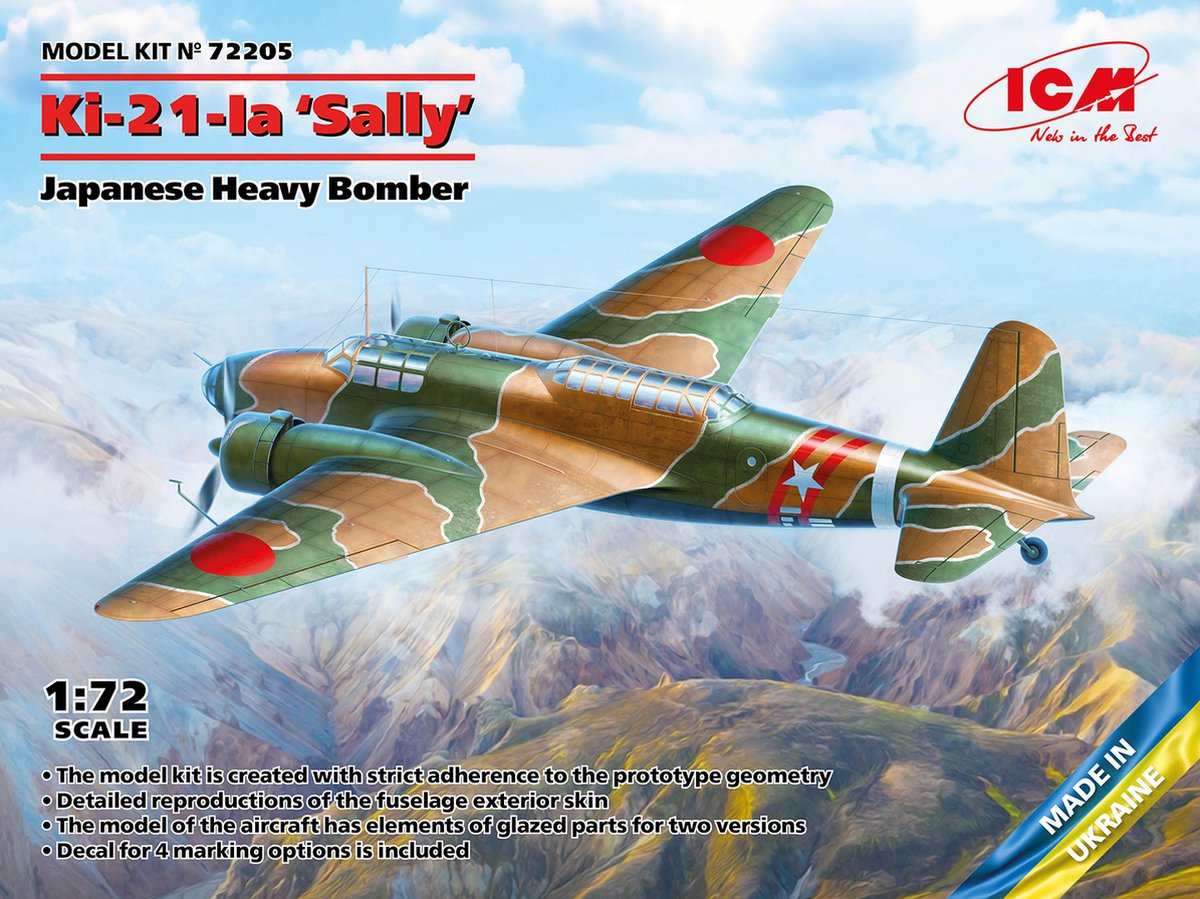 ICM Modelbouwpakket Militaire voertuigen - 72205 Ki-21-Ia Sally - Japanese Heavy Bomber Plastic - 1:72 - Modelbouw