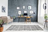 eCarpet Capri Collectie 100% gerecycled katoen duurzame rug livingroom keuken hal cosy scandi handgemaakte ZWARTE DRIEHOEKEN 9007-150 cm x 230 cm