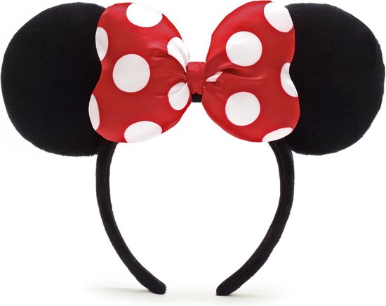 Foto: Kimu haarband mouse rode grote strik polkadots diadeem minny muis ronde oren zwarte oortjes minnie halloween