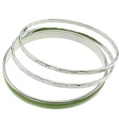 Behave Armbanden - set bangles - groen - zilver kleur - 20 cm