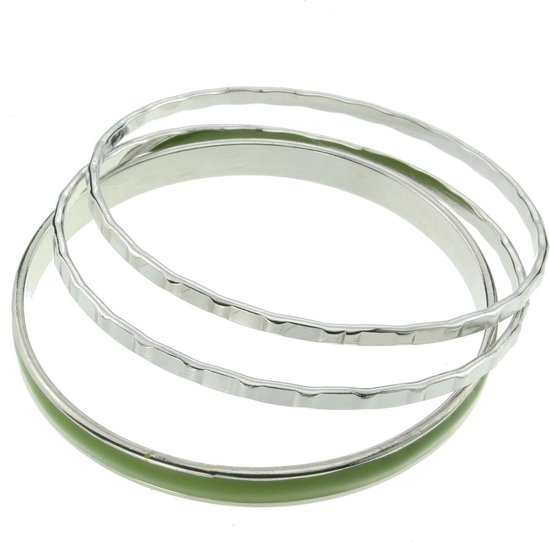Behave Bracelets - lot de bracelets - vert - couleur argent - 20 cm