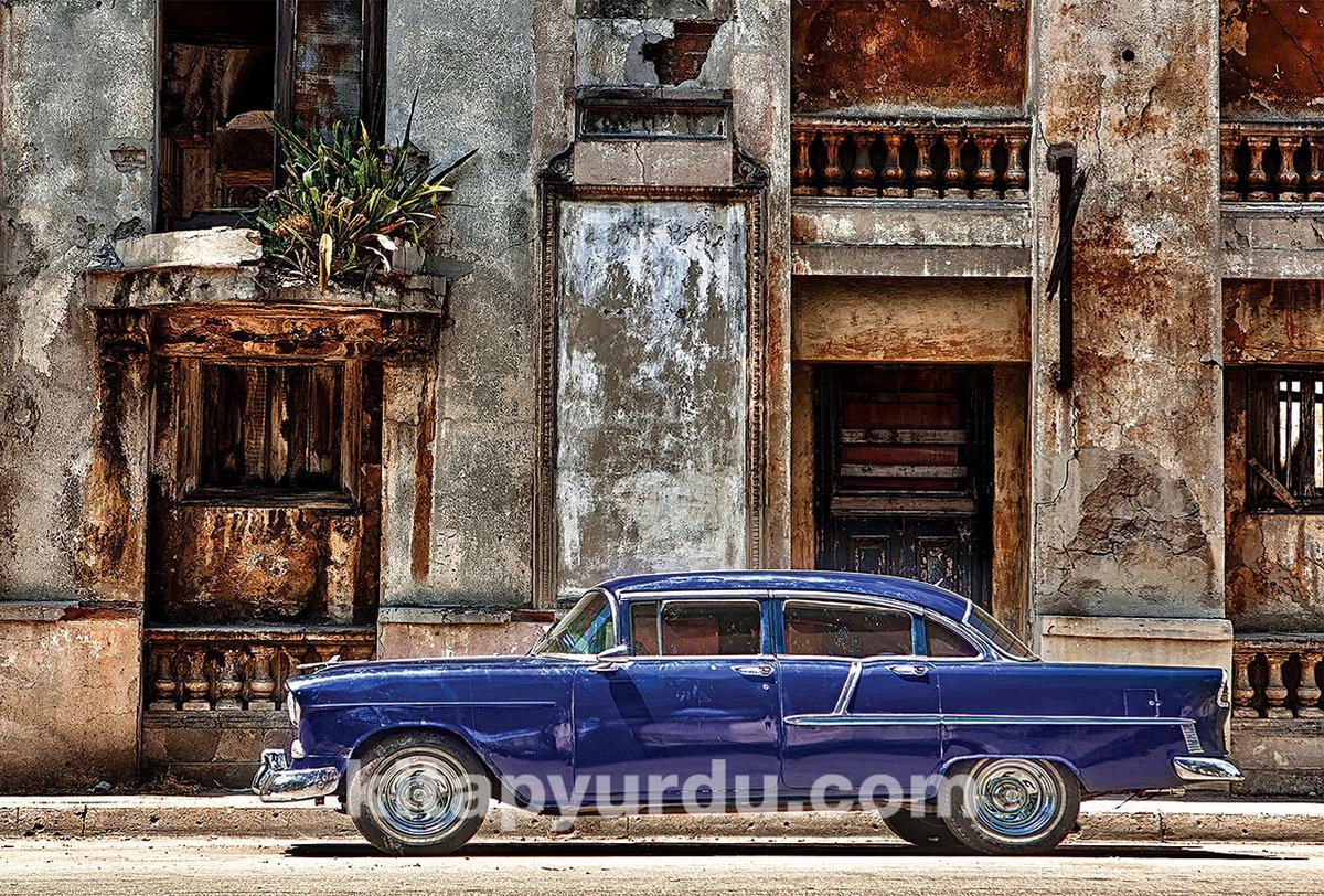 Straat van Havana en Blauwe Plymouth | Houten Legpuzzel | Houten Puzzel | King of Puzzle | 1000 Stukjes | 59 x 44 cm