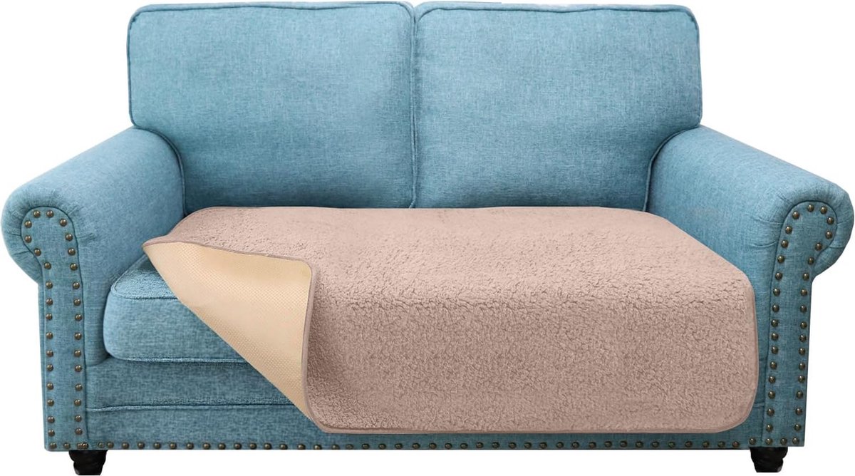 U-NICE HOME Reversible Sofa Cover Couch Cover for Dogs with Elastic Straps Water Resistant Furniture Protector for Pets Couch Cover for 3 Cushion Couch (Sofa, Beige/Beige