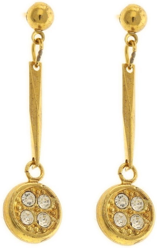 Behave Dames oorbellen goud-kleur hangers rond 3 cm