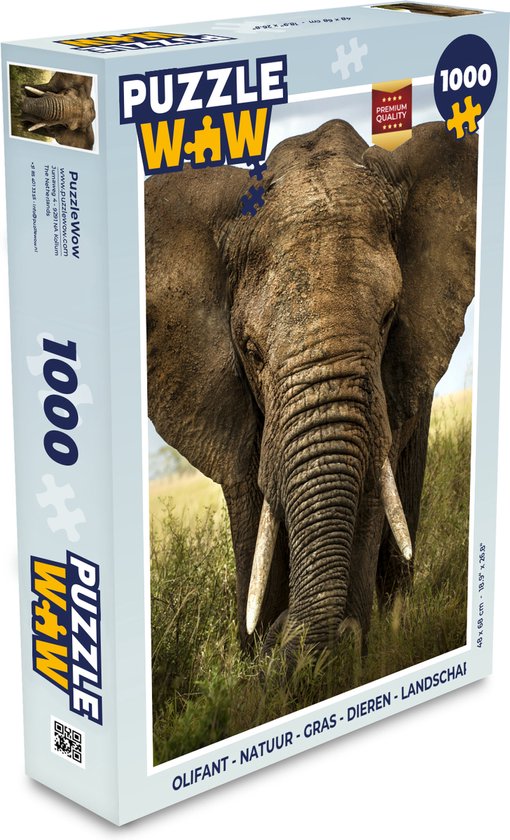 Puzzle Eléphant - Nature - Herbe - Animaux - Paysage - Puzzle - Puzzle 1000 pièces adultes