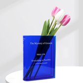 Clear Book Vase, Book Vase, Clear Book Flower Vase, Acrylic Transparent Vase for Flowers, Tulip Vase, Bookshelf Decoration for Flower Arrangements, Centrepieces and Home Decoration (Blue)