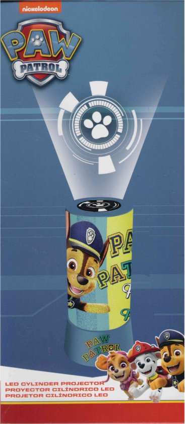 Paw Patrol Cilindervormige Led Projectorlamp ''Here To Rescue'' - Exclusief Baterijen