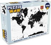 Puzzel Wereldkaart - Zwart - Wit - Atlas - Aarde - Educatief - Legpuzzel - Puzzel 1000 stukjes volwassenen