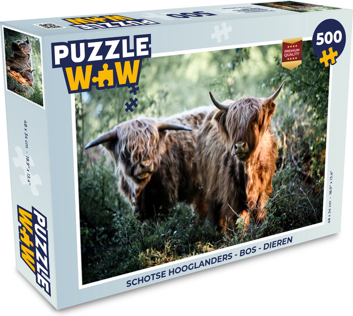 Puzzel Schotse Hooglanders - Bos - Dieren - Legpuzzel - Puzzel 500 stukjes