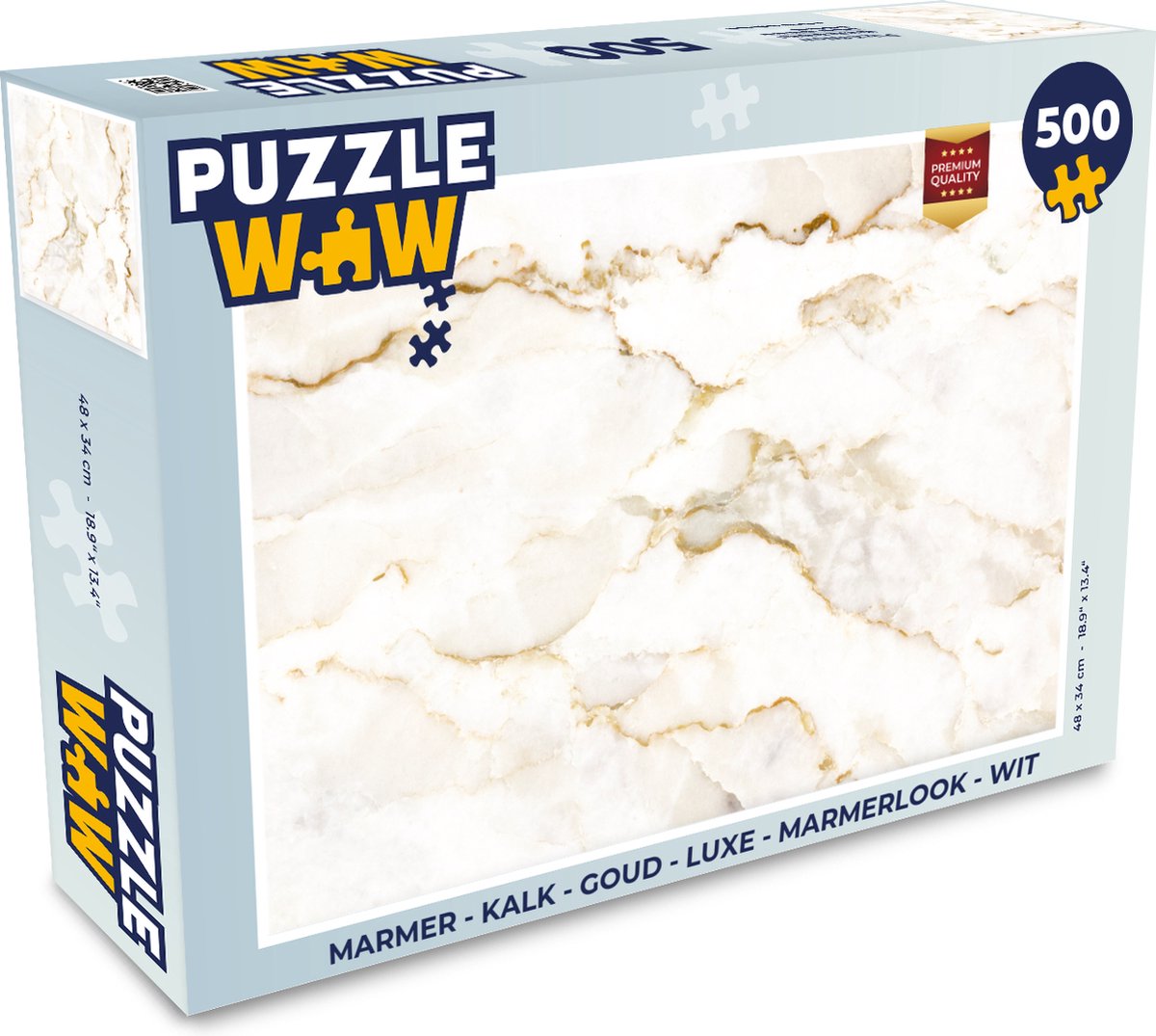Puzzel Marmer - Kalk - Goud - Luxe - Marmerlook - Wit - Legpuzzel - Puzzel 500 stukjes