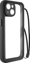 iPhone 15 Plus volledige hoes, waterdicht IP68 - transparant zwarte omtrek