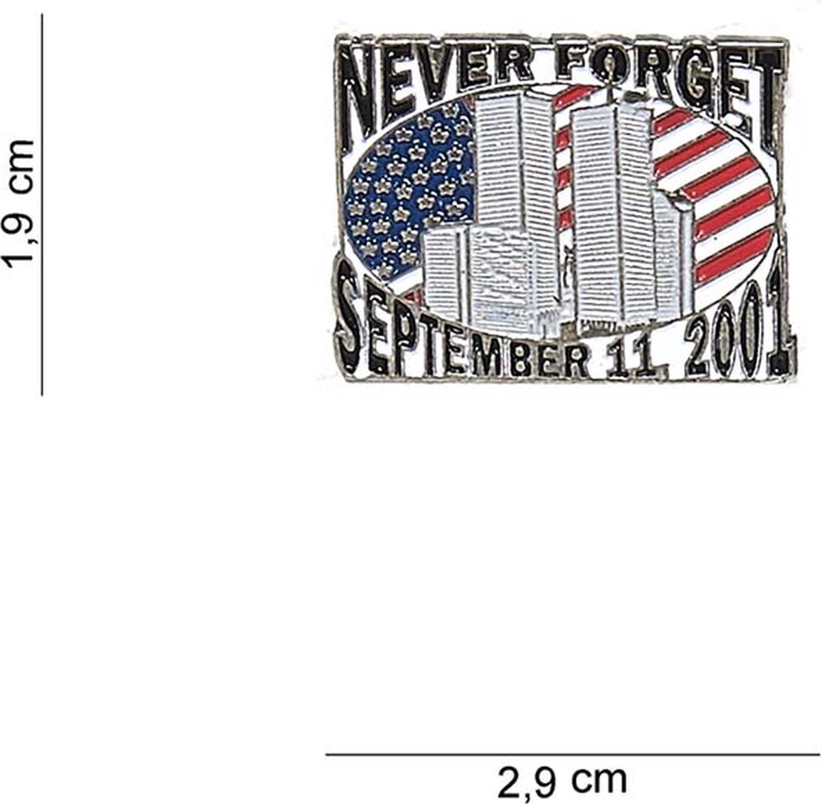 Embleem metaal Never forget zwart pin