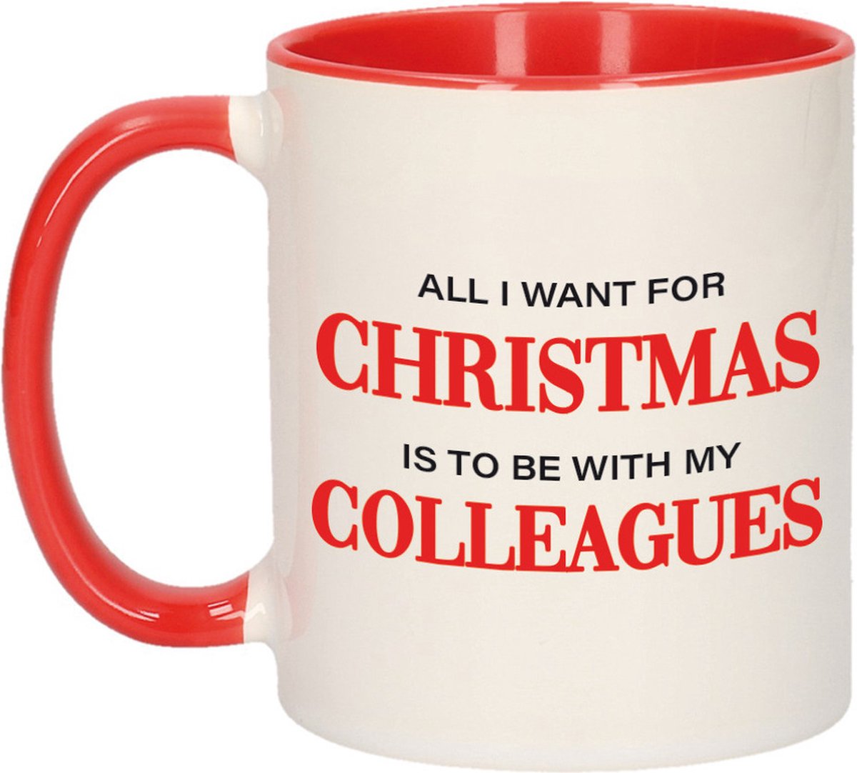 Bellatio Decorations Koffiemok - Collegas - 300 ml - keramiek - kerstcadeau - kerstmis