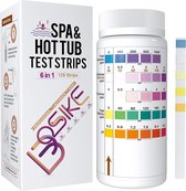 BOSIKE Teststrips voor Hot Tub,125 Strips Nauwkeurige Chemische Testing Strip Kit voor Thermisch Lente/Warm Water,Test Totale Hardheid, Gratis Chloor, Broom, Totaal Chloor, Alkaliniteit en pH