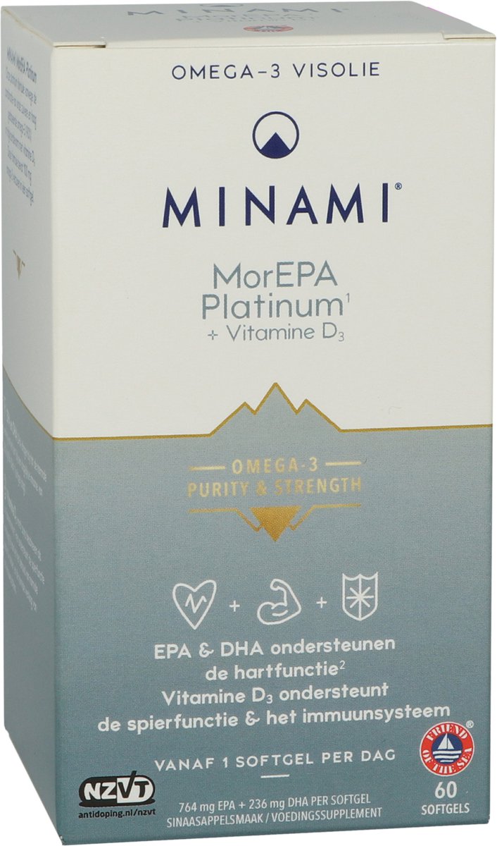 Goedkoopste Minami MorEPA platinum vitamine D3 60 Softgels