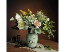 Kunstbloemen zoals echte, kunstplanten in potten ter decoratie, kant-en-klaar boeket kunstbloemen voor verzending, geschikt voor elke gelegenheid, kunstboeketten bloemen, (groen)