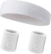Consumerce® Sporty Sweatband Set Wit - Bandeau et 2 bracelets - Sweatband - Bracelet - Bracelet - Sweatband - Sweatbands - Sport - Hairband - Poignet