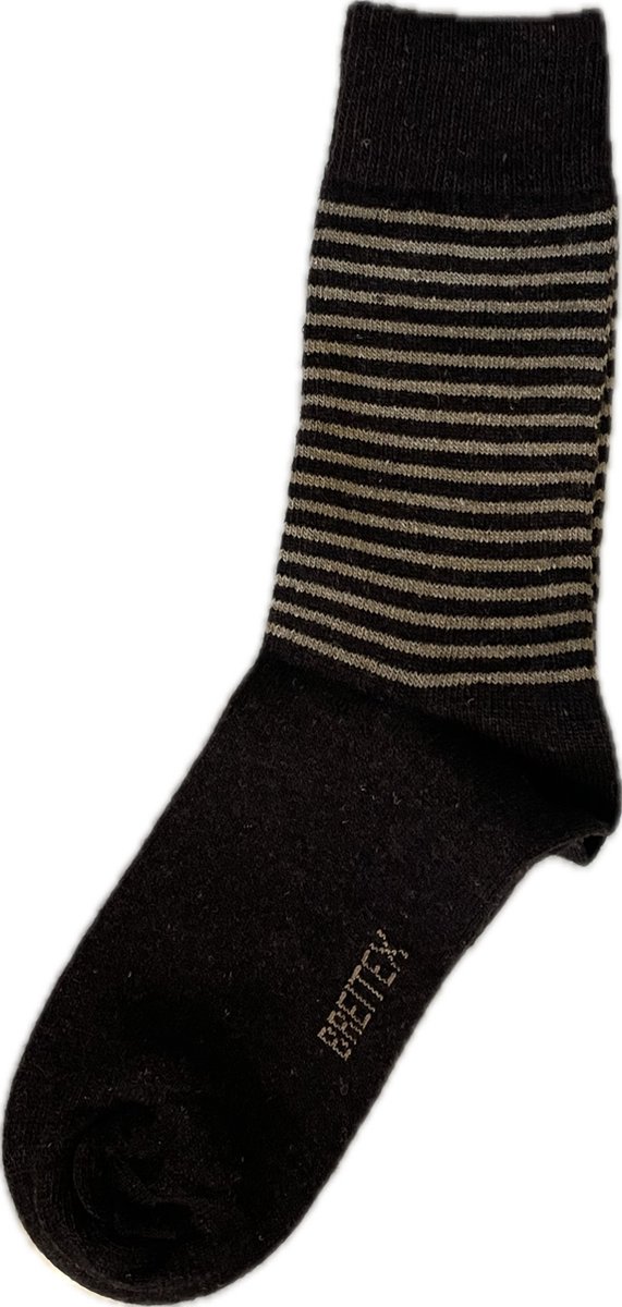 Breitex Gestreepte Sokken - 4 Paar - Bruin - Gestreept - Maat: 43/46 - Englisch Socks - 89% Wol - Heerlijk warm - Wintersokken