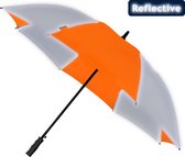 Falcone - Reflecterende Windproof Paraplu - Automaat - 120 cm - Oranje / Zilver