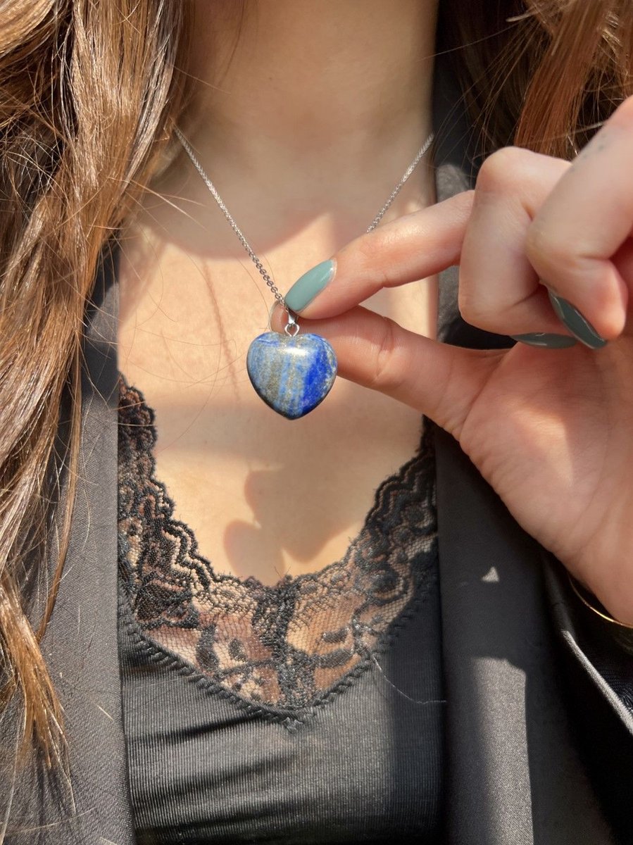 Lapis Lazuli hart vorm hanger | 316lL kwaliteitsstaal