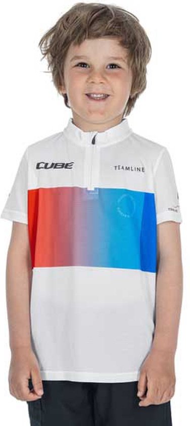 Cube Teamline Jersey Met Korte Mouwen Wit 2XL Jongen