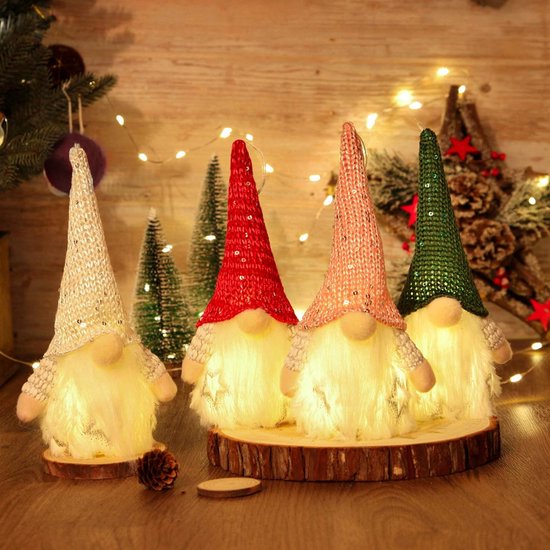Kerstversiering Gnome 4 Set - kabouter - gnoom - kerstdecoratie voor binnen - kerstfiguren