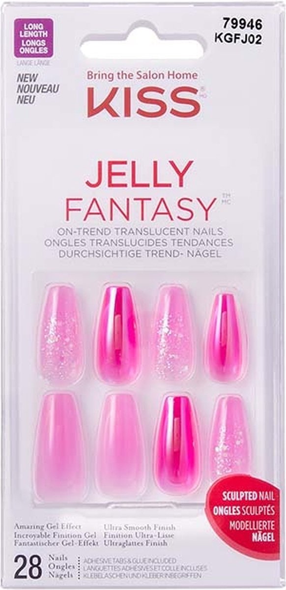 Kiss Gellak Jelly Fantasy Nails - Kunstnagels - 28 stuks - Nepnagels - Jelly Baby