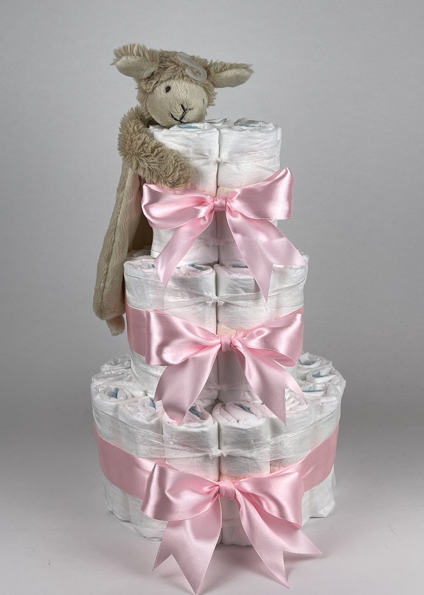 Chouette-Chouette | Luiertaart Meisje | Kraamcadeau | Geboorte Meisje | Babyshower | Tuttle Lamb Livio Roze