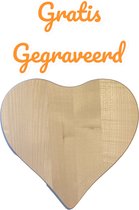 Serveerplank - GRATIS gegraveerd - Hartvorm - leuk cadeau - leuk kado 14x24 cm. - persoonlijk moederdag cadeau