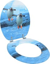 vidaXL - Toiletbril - met - deksel - pinguïn - MDF