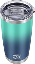 Insulated Stainless Steel Mug Coffee Mug Double Wall Vacuum Travel Coffee Mug Powder Coated Leakproof for Home Office Travel (Green-Blue Gradient, 1 Pack)