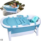 Opvouwbaar Bad voor Kinderen en Volwassenen met Kussen - 121 cm - Ideaal voor Kleine Badkamers - Opklapbaar Mobiel Bad - Draagbaar en Handig voor Staand Gebruik - Blauw