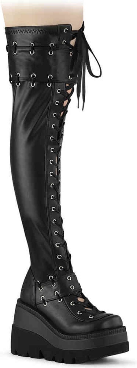 DemoniaCult - SHAKER-325 Plateau overknee Laarzen - US 6 - 36 Shoes - Zwart