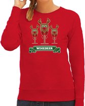 Bellatio Decorations Foute Kersttrui/sweater dames - winedeer - rood - wijn - rendier - Rudolf L