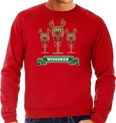 Bellatio Decorations Foute Kersttrui/sweater heren - winedeer - rood - wijn - rendier - Rudolf S