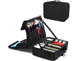 Pazzo Goods Beautycase Lavello – Beautycase Dames – Beautycase Koffer – Beautycase Meisje – Make-up Koffer – Verstelbare Vakken – Organizer - 40x14x28.5cm – XL formaat - Zwart