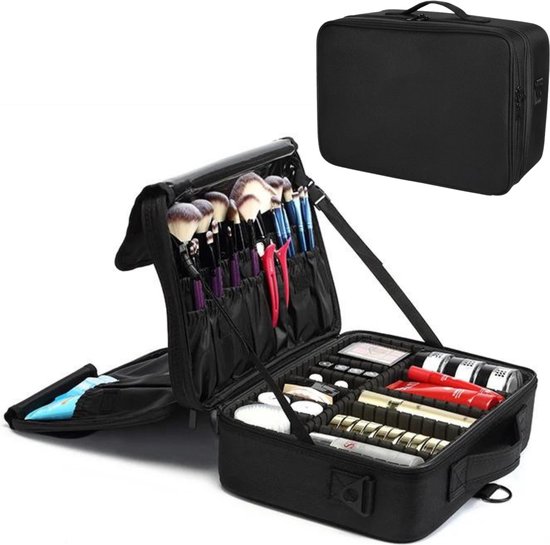 Pazzo Goods - Cosmetica Koffer Lavello - Zwart - Make-up Koffer met verstelbare vakken - XL Beautycase