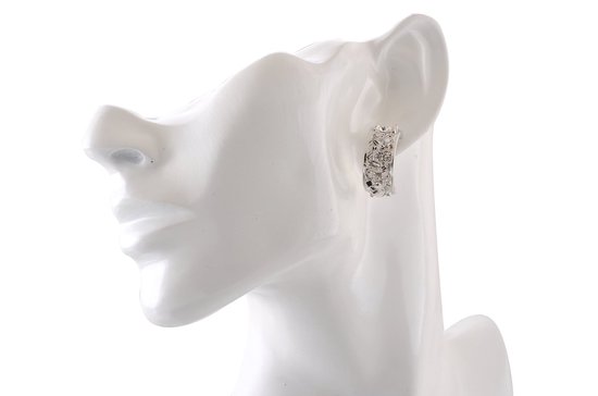 Boucles d'oreilles Behave - femme - boucles d'oreilles clous - couleur argent - demi-boucle d'oreille - avec pierres - 2,5 cm