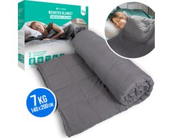 foto van Silvergear Verzwaringsdeken 7 kg - Weighted Blanket - Verzwaarde Deken - 140 x 200 cm - Grijs