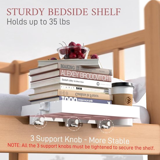 BedShelfie Nachtkastplank voor stapelbed en bovenste stapelbed