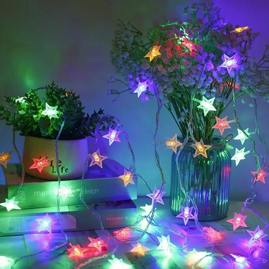 Éclairage de Noël - Guirlande lumineuse LED - Étoiles LED avec télécommande  - Cordon